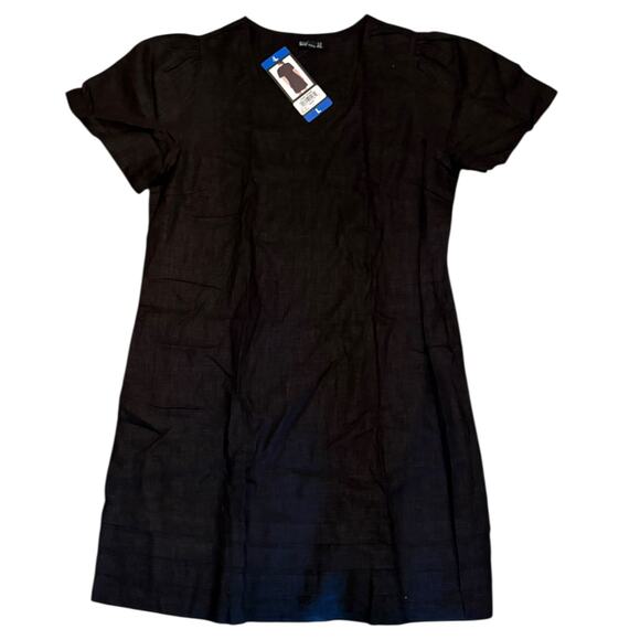 Nicole Miller Original Black V Neck Linen Dress Size Large - Picture 3 of 5